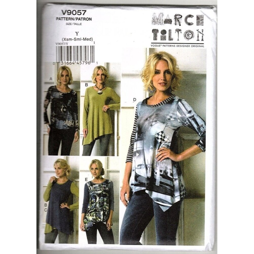 Vogue V9057 Misses XS to M Marcy Tilton Knit Pullover Top UNCUT Sewing Pattern